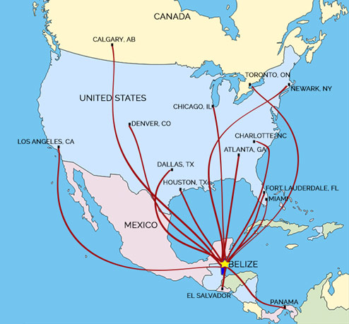 International fight map to Belize